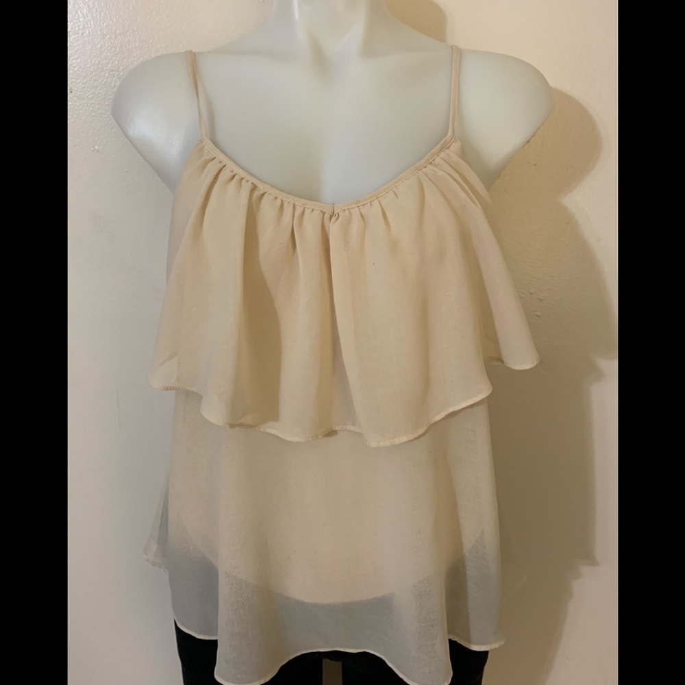 Forever 21 Beige Ruffle Blouse Sz S/P